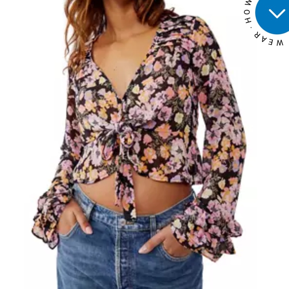 Free People Colorful Maybel Floral Blouse/Top